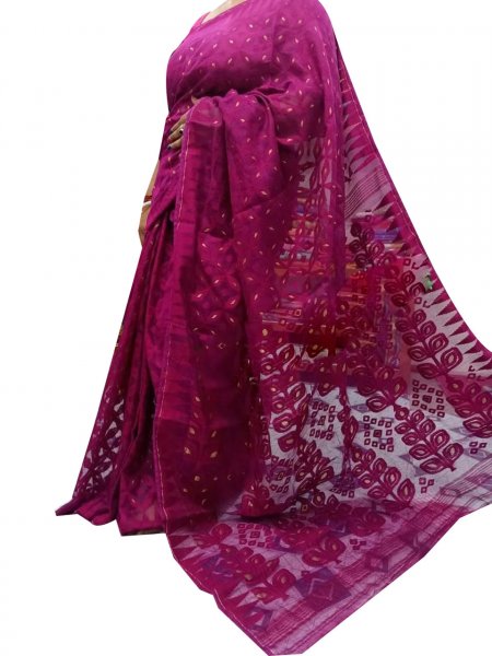 Purple dhakai jamdani high quality saree